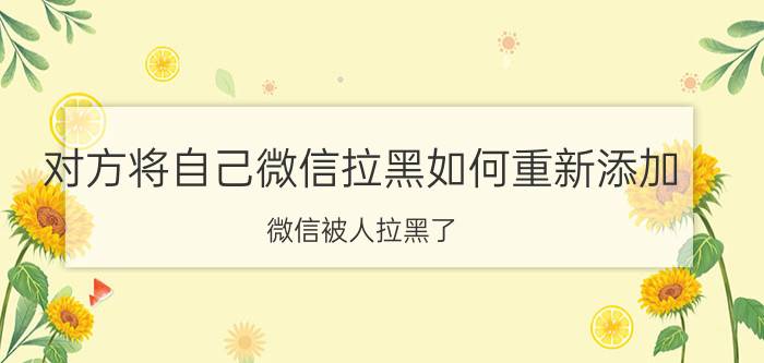 对方将自己微信拉黑如何重新添加 微信被人拉黑了，有办法恢复吗？